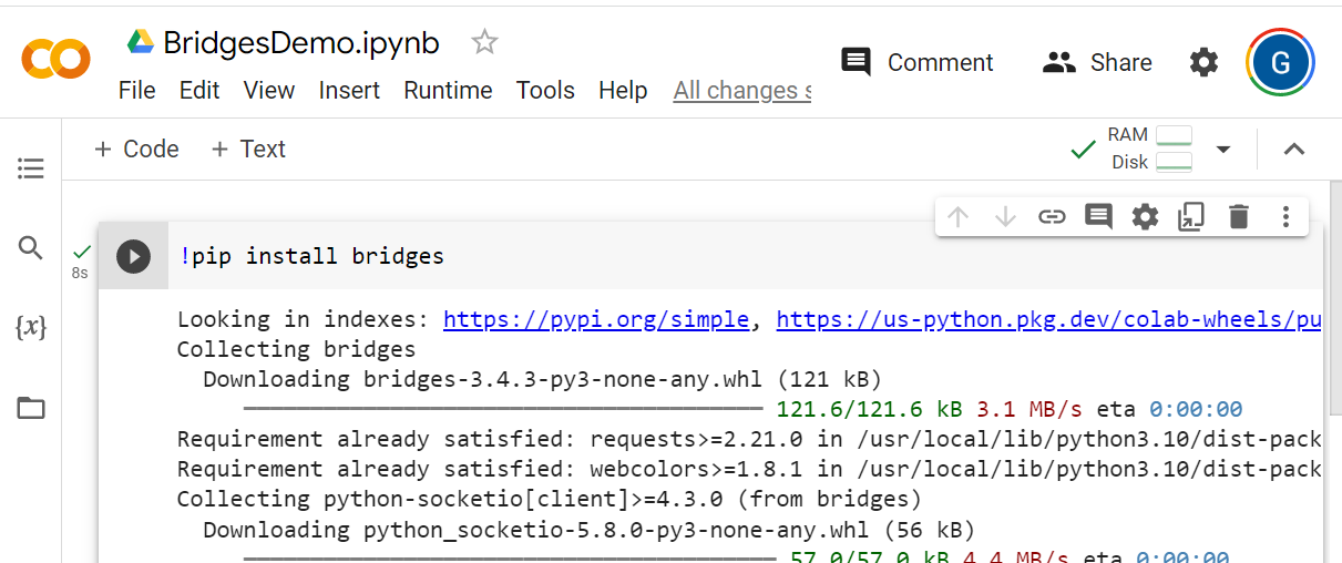 Install BRIDGES in Google Colab