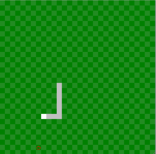 The Snake game. The playing field is colored black and bordered with